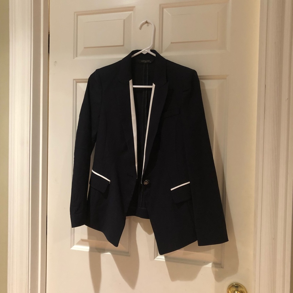 Black suit jacket with white details